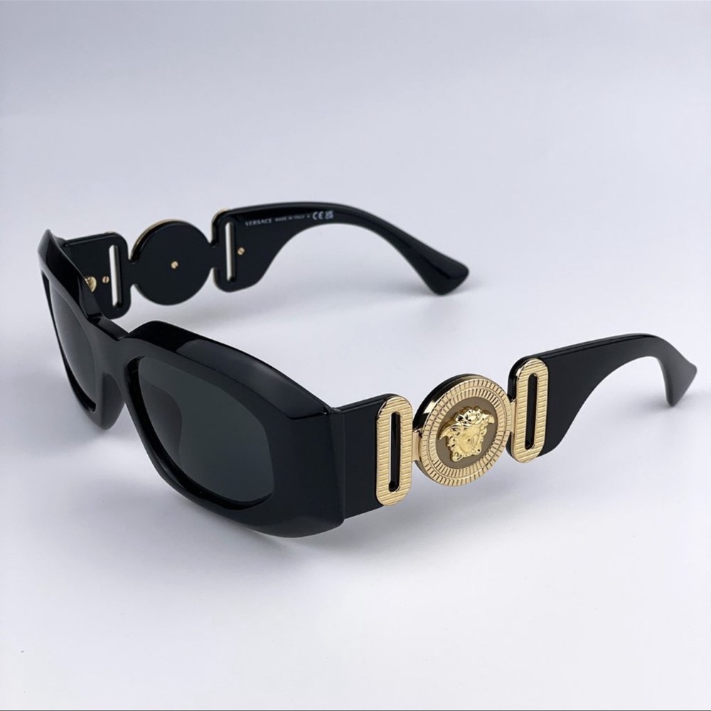 🔥 Versace VE4425U MAXI MEDUSA BIGGIE GB1/87  Sunglasses Black Gray Unisex 🔥